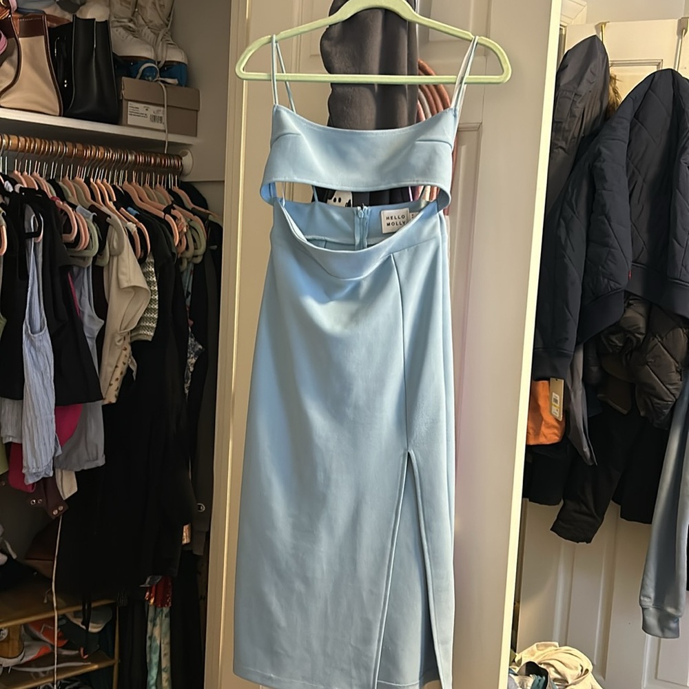HELLO MOLLY LIGHT BLUE MIDI DRESS - Picture 3 of 6